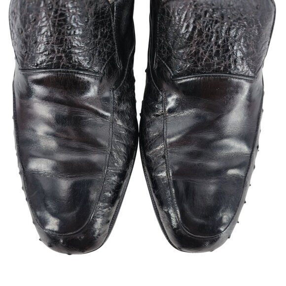 Vintage Bally Switzerland Exotic Ostrich Leather Dress Shoe Men 9.5 Brown Loafer - Picture 10 of 12